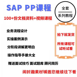 SAP教程视频教程PP生产计划模块视频教程-婷好淘宝虚拟货源
