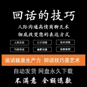 回话的技术电子版技巧高情商沟通异性聊天训练说话音频视频资料-婷好淘宝虚拟货源