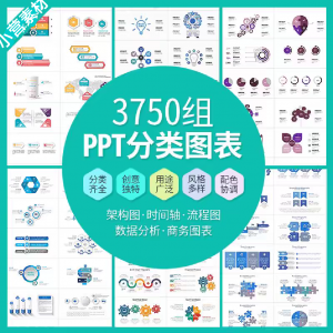 PPT分类图表数据分析商务会议架构流程图标商业统计矢量模板素材-婷好淘宝虚拟货源