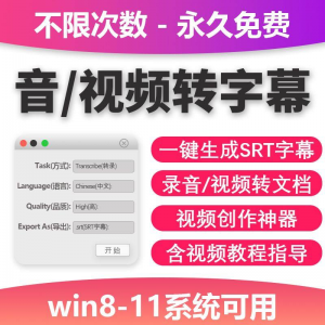 视频转字幕软件srt字幕提取制作多种语言选择不限时长win电脑使用-婷好淘宝虚拟货源