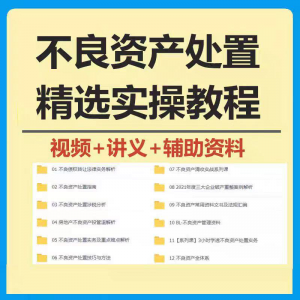 不良资产处置实操教程 不良资产视频 不良资产尽职调查资料-婷好淘宝虚拟货源