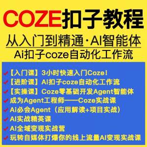 扣子coze教程工作流从入门到精通智能体开发搭建应用实战教学课程-婷好淘宝虚拟货源