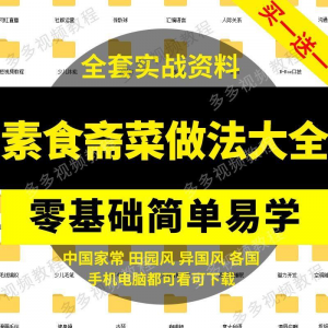 素食菜谱做法技术视频教程斋菜文化大全家庭营养健康美食制作教学-婷好淘宝虚拟货源