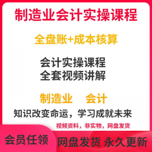 工厂制造业企业会计实操课程视频全盘账成本核算纳税申报成本教程-婷好淘宝虚拟货源