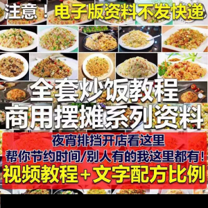 花式炒饭视频教程 泡菜蛋炒饭海鲜盖饭制作 特色小吃配方技术课程-婷好淘宝虚拟货源