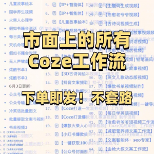 扣子coze工作流150+套成品模板直接导入AI智能体搭建从入门到精通-婷好淘宝虚拟货源