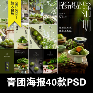 清明青团中式糕点促销摄影实拍照片餐饮食品海报模板PSD设计素材-婷好淘宝虚拟货源