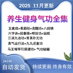 2025健身气功八段锦视频教程五禽戏六字诀易筋经养生功法教学站桩-婷好淘宝虚拟货源