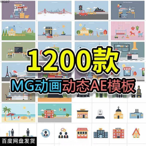 MG动画AE模板源文件脚本卡通动态视频制作扁平化场景动画包素材-婷好淘宝虚拟货源