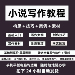 零基础小说写作教程网文新手创作技巧自学入门视频课素材大纲软件-婷好淘宝虚拟货源