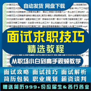 求职面试技巧视频课程简历包装职业规划应酬谈判辅导干货培训指导-婷好淘宝虚拟货源