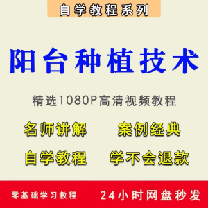 自学阳台种植蔬菜水果盆栽绿植盆景视频教程阳台科学种植技术课程-婷好淘宝虚拟货源