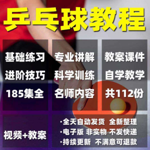 乒乓球教程少儿成人直拍横拍训练方法技巧自学教学教案视频课程-婷好淘宝虚拟货源